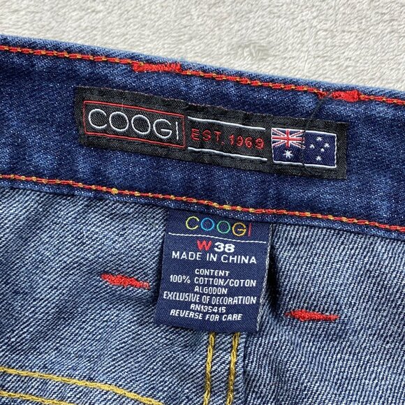 Coogi Australia Est.1969 Shorts Mens 38 Blue Denim Cotton Frayed Hem Hip Hop - Picture 5 of 9